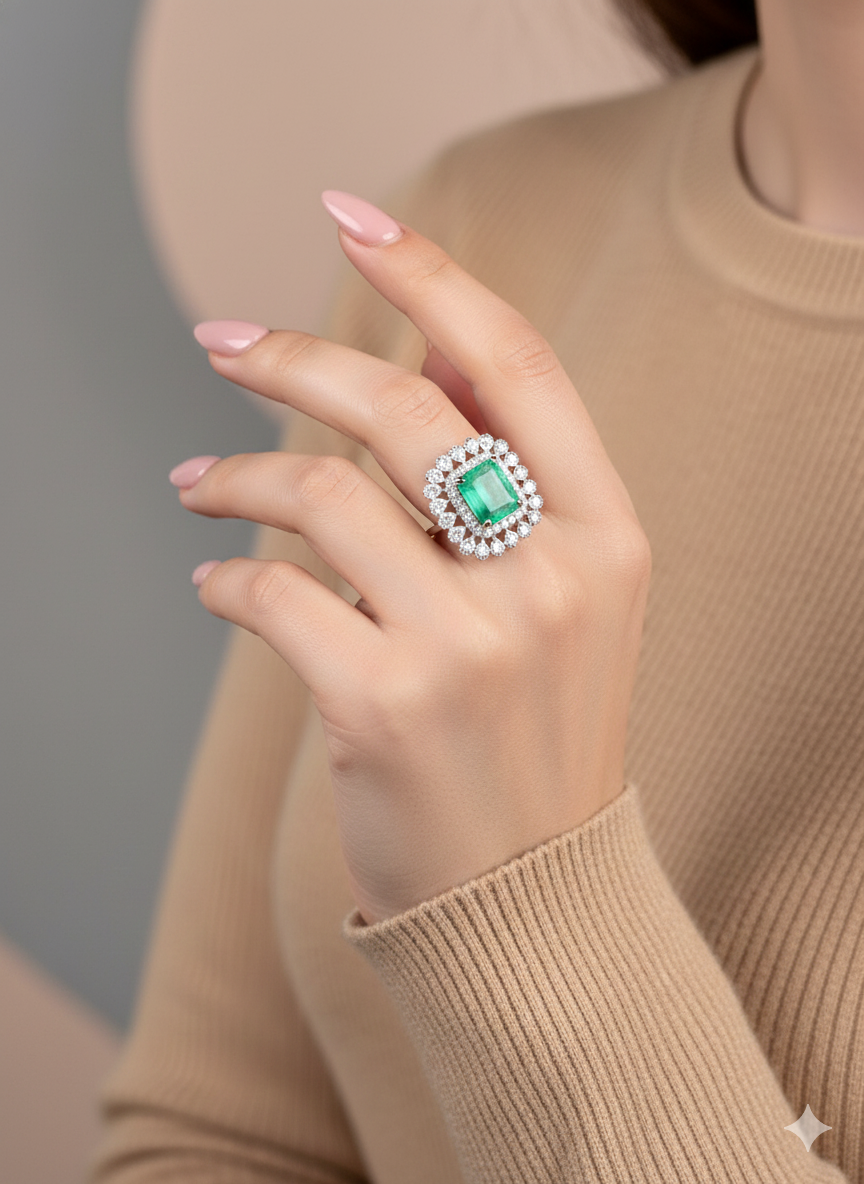 Emerald Ruby Adjustable Ring