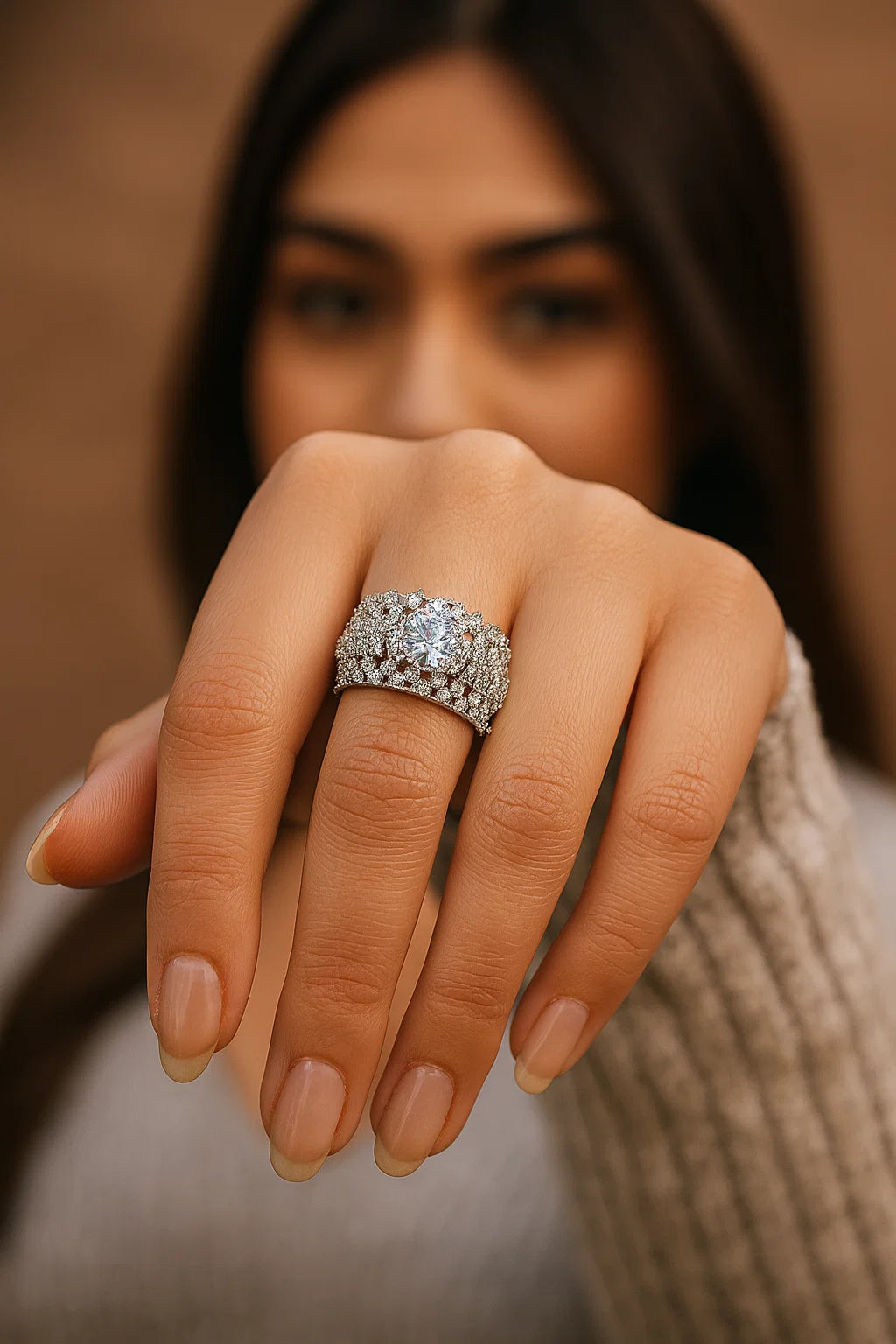 Crystal Adjustable Statement Ring