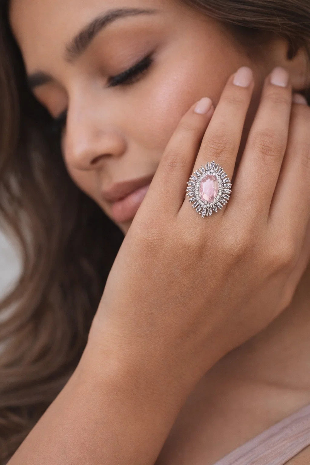 Pink Ring Stone Adjustable Ring