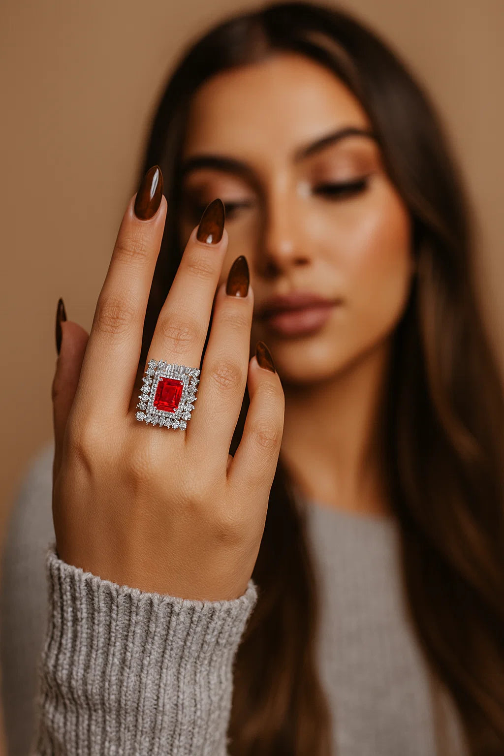 Adjustable Ruby Statement Ring(Red)