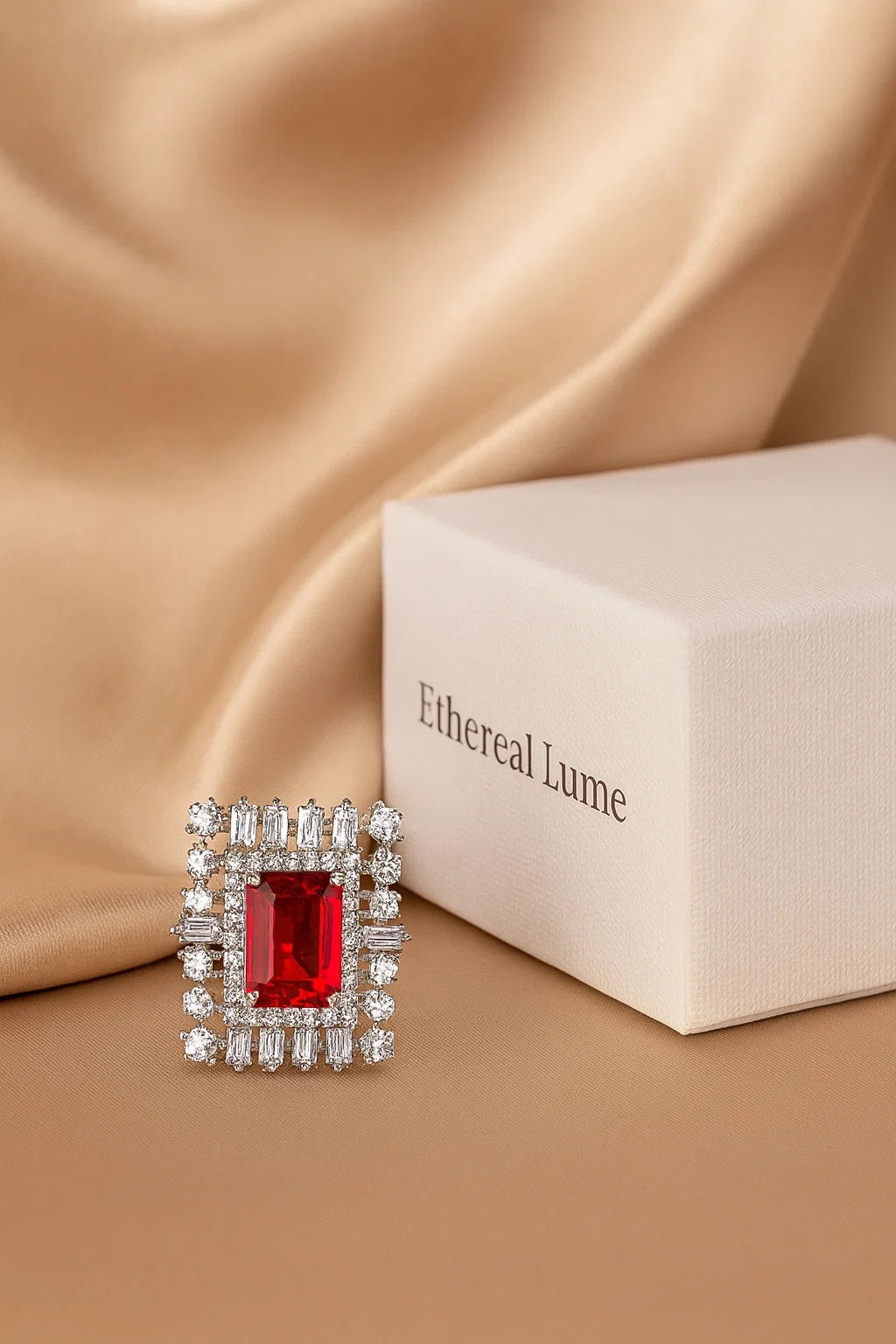 Adjustable Ruby Statement Ring(Red)